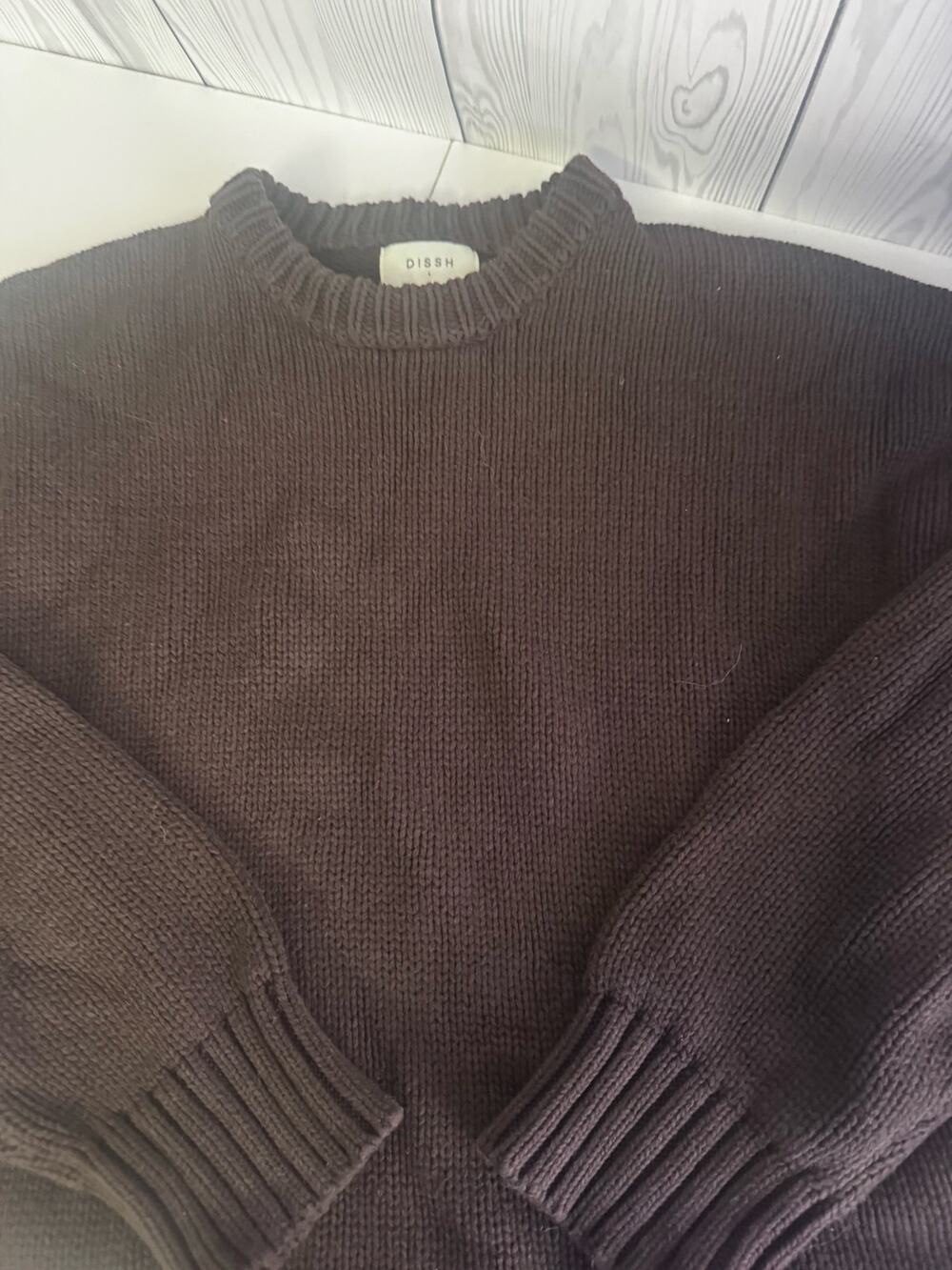 Dissh Oversized Jumper Size L Brown Merino Wool and Cotton Chunky Knit Boxy